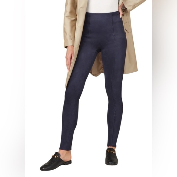 NWT Spanx Faux Suede Leggings Navy Blue - Picture 1 of 6